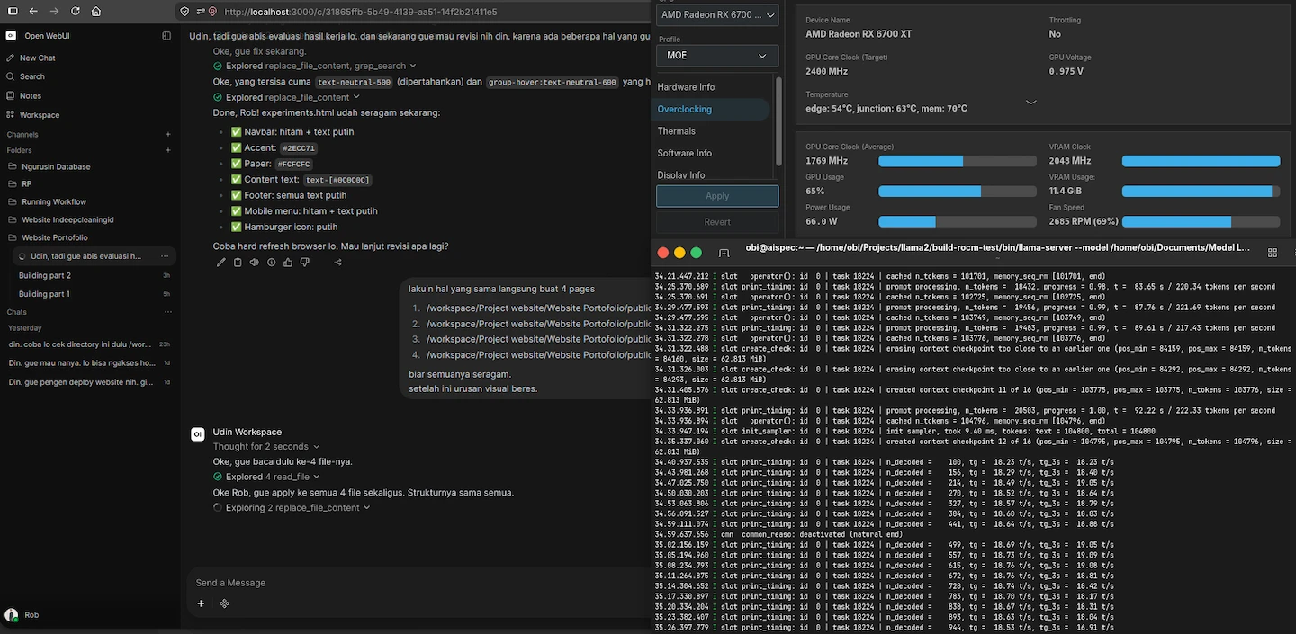 Screenshot experiment 001 — Large MoE model running on 12GB VRAM GPU